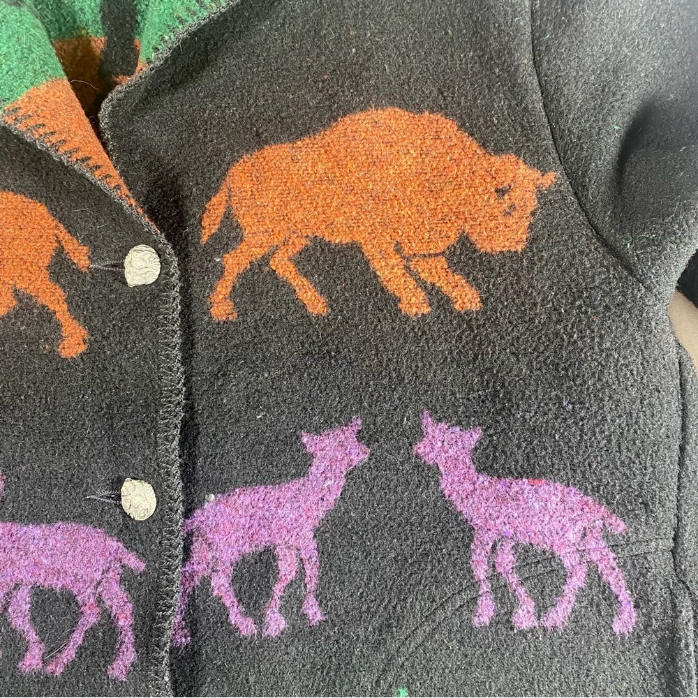 Vintage Wooded River Western Wool Blend Buffalo Totem Jacket M - Picture 4 of 15